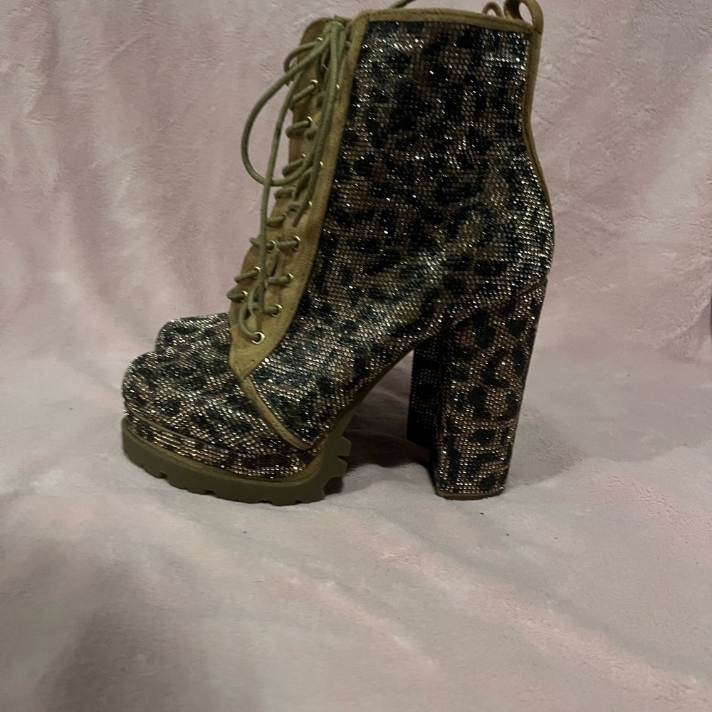 Wild Diva Vivian 15 Rhinestone High Heel Platform Ankle Boots